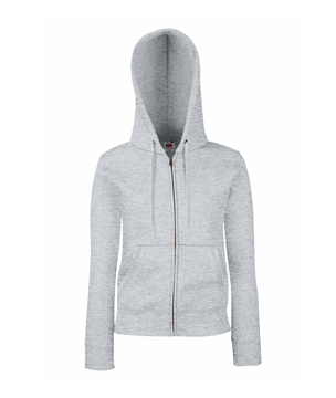 FELPA CAPPUCCIO ZIP DONNA PREMIUM ( FRUIT OF THE LOOM ) grigio melange